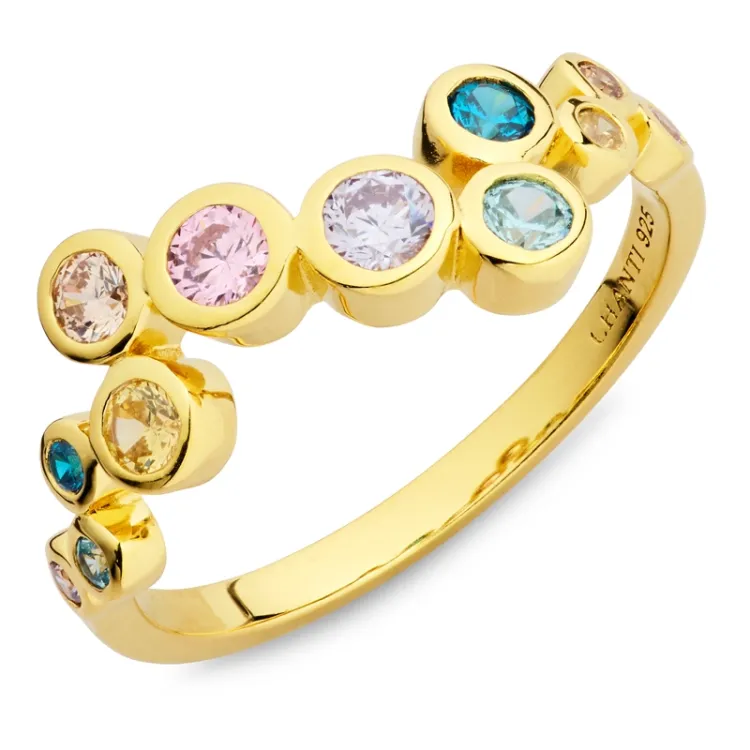 mehrfarbigem Zirkon Ring aus vergoldetem Sterlingsilber - Bubbly Twist