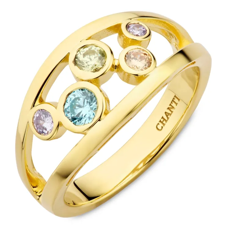 mehrfarbigem Zirkon Ring aus vergoldetem Sterlingsilber - Bubbly Twist