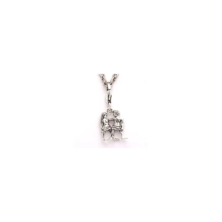 Zwillinge Sternzeichen Charm Anhänger aus oxidiertem Sterlingsilber