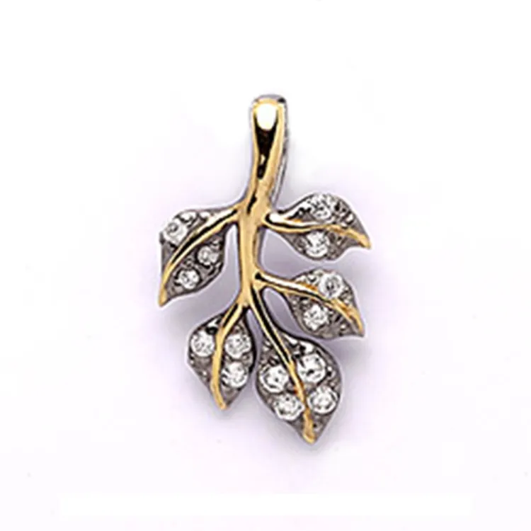 Dark Harmony Blatt Anhänger aus schwarzes rhodiniertes Silber und vergoldetem Sterlingsilber