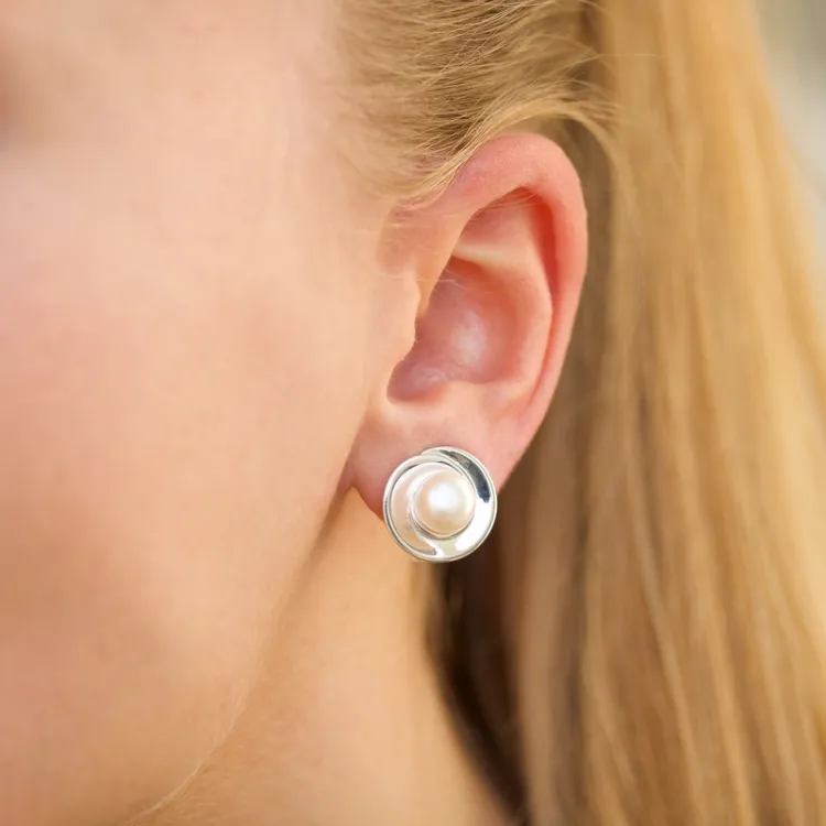 Perle Ohrclips in Silber
