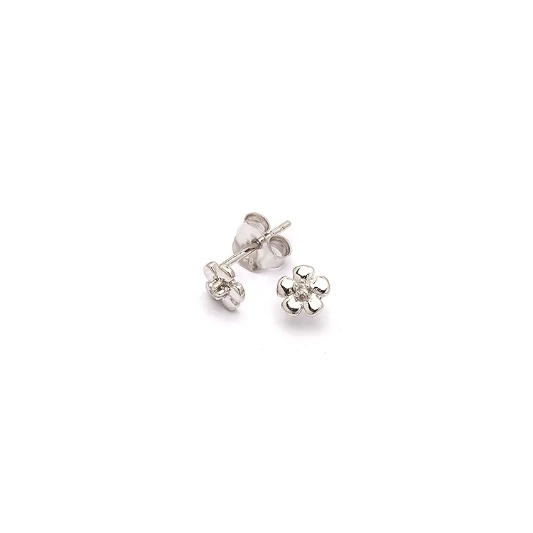Blumen Ohrstecker in Silber mit Diamant 