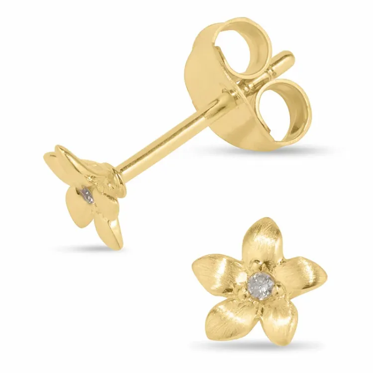 Blumen Brillantohrringen in vergoldetem Sterlingsilber mit Diamanten