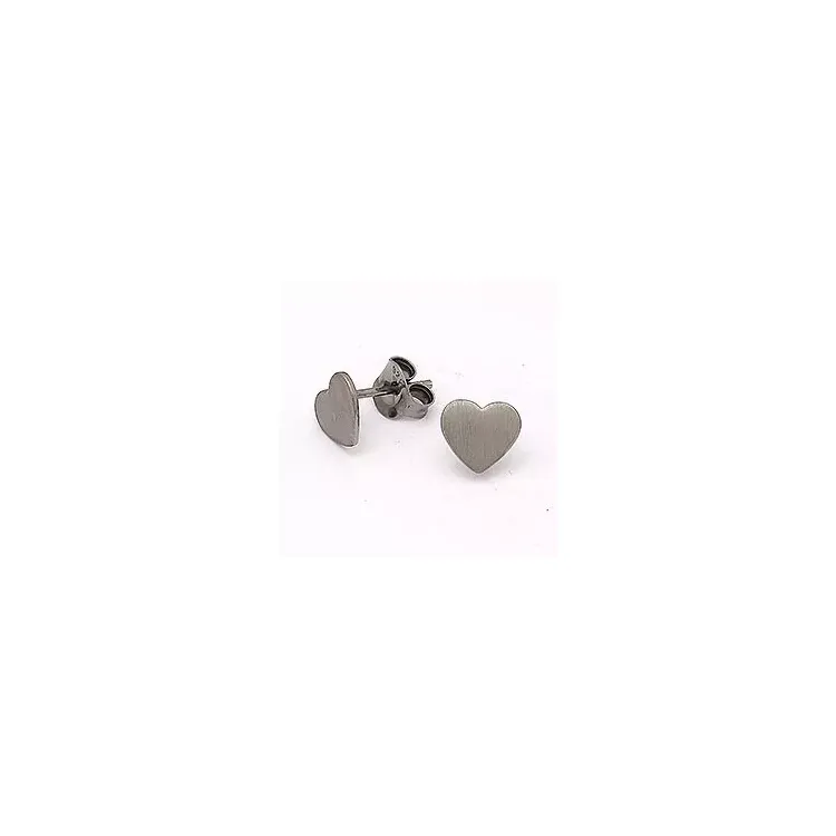 Herz Ohrstecker in schwarzes rhodiniertes Silber