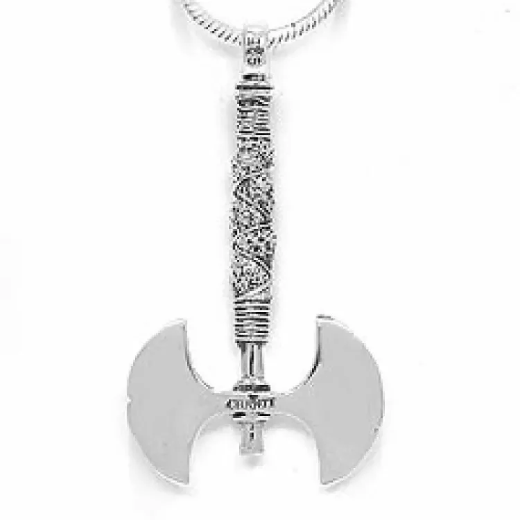 länglicher Axt Anhänger aus oxidiertem Sterlingsilber