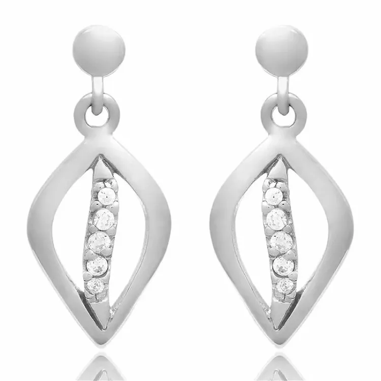Set mit Ohrringe und Halskette in Silber weißem Zirkon