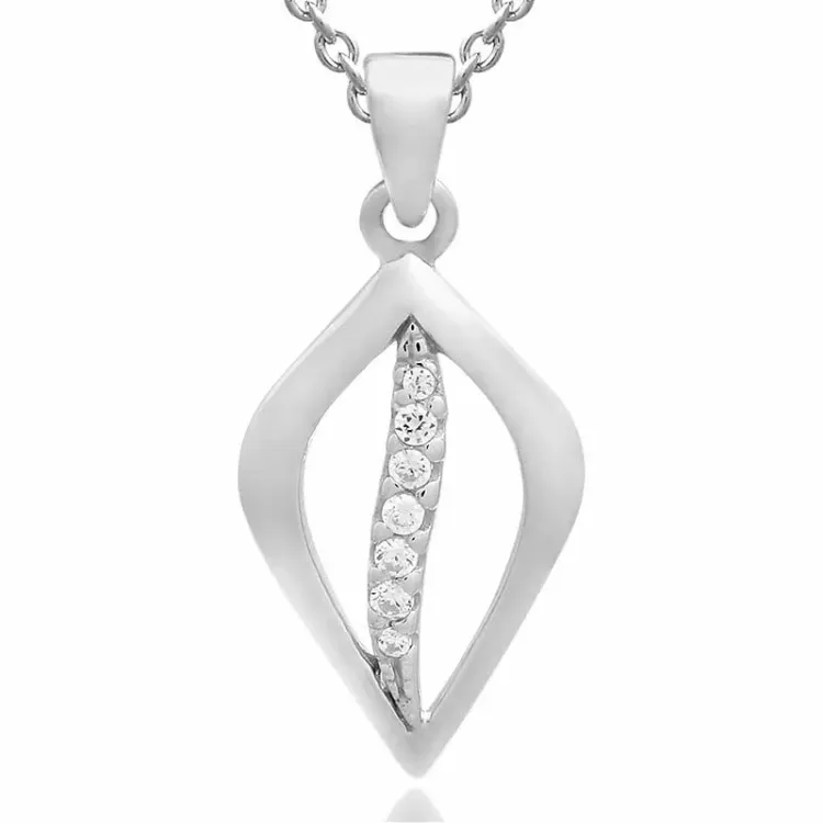 Set mit Ohrringe und Halskette in Silber weißem Zirkon