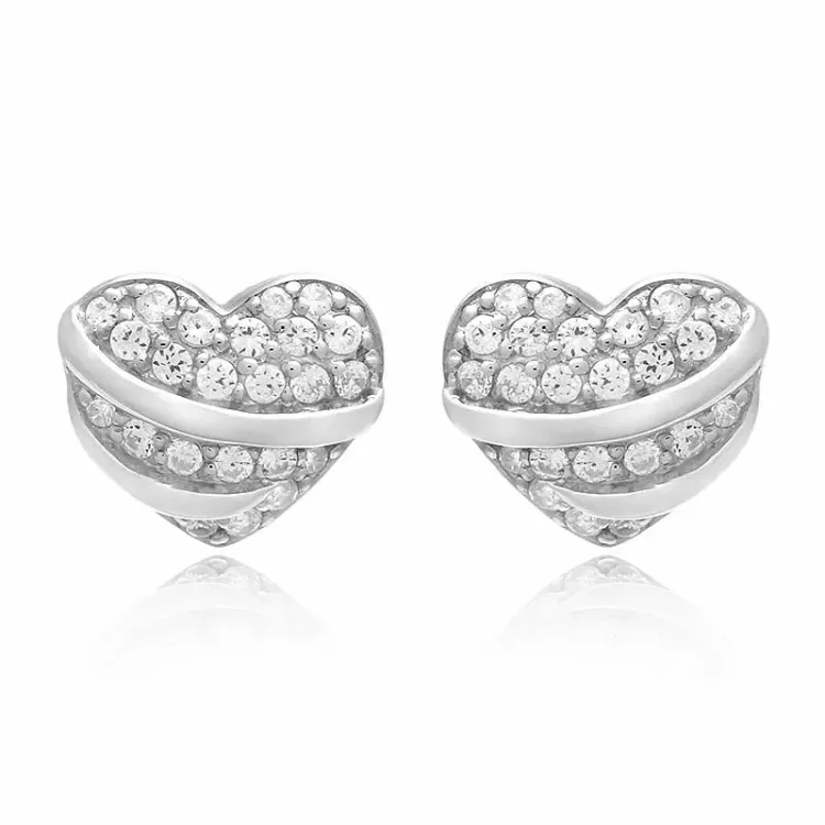 Herz set mit ohrringe und halskette in silber weißem zirkon