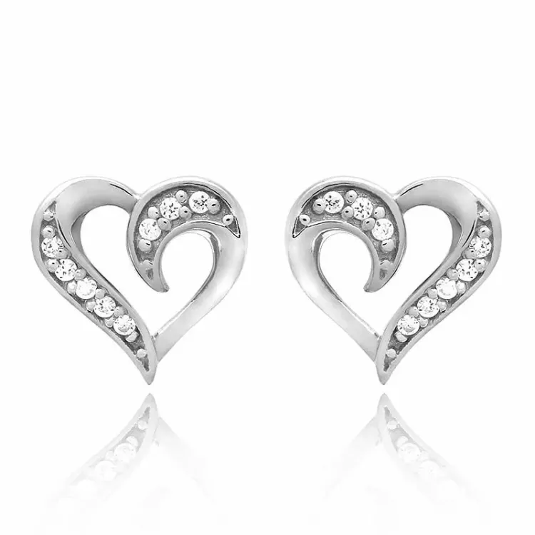 Herz set mit ohrringe und halskette in silber weißem zirkon