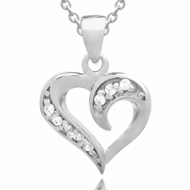 Herz set mit ohrringe und halskette in silber weißem zirkon