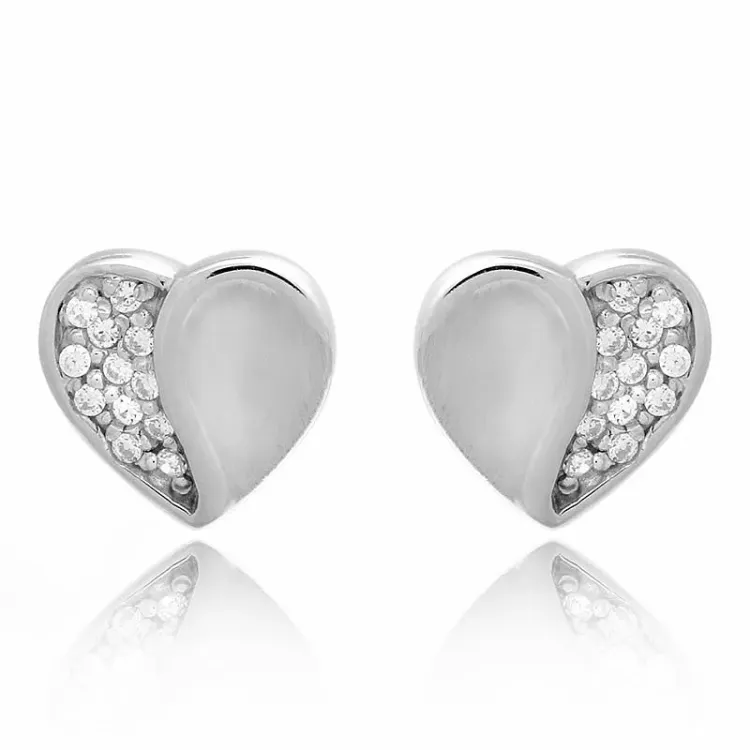 Herz set mit ohrringe und halskette in silber weißem zirkon