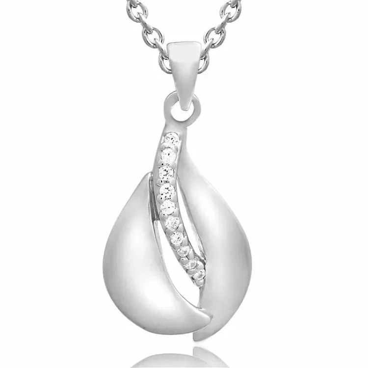  Set mit Ohrringe und Halskette in Silber weißem Zirkon