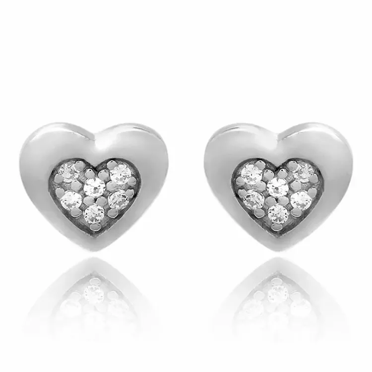 Herz set mit ohrringe und halskette in silber weißem zirkon