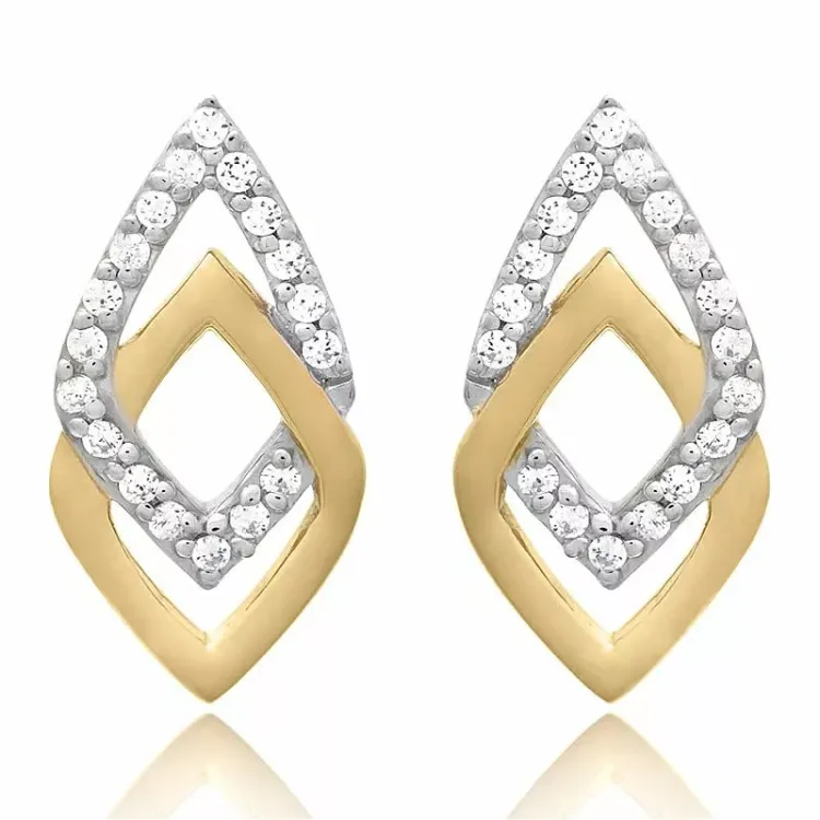 Set mit Ohrringe und Halskette in vergoldetem Sterlingsilber weißem Zirkon