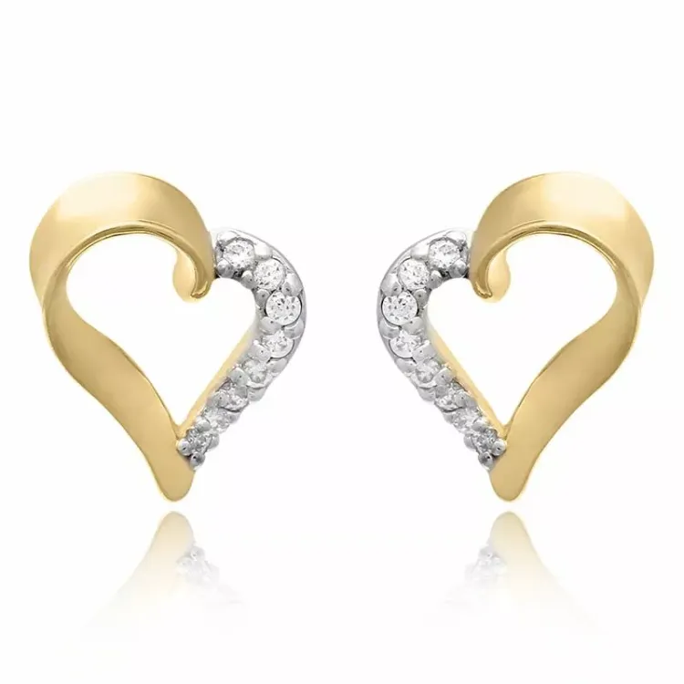 Herz set mit ohrringe und halskette in vergoldetem sterlingsilber weißem zirkon