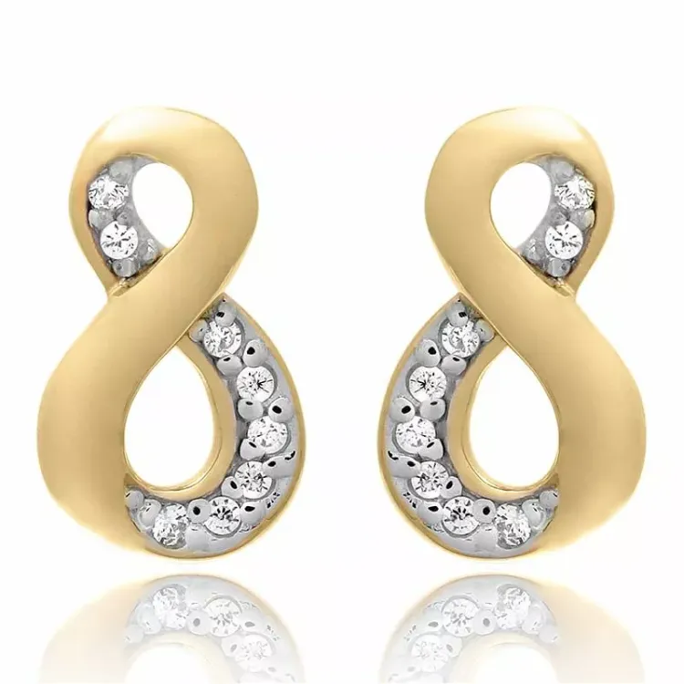 Infinity set mit ohrringe und halskette in vergoldetem sterlingsilber weißem zirkon