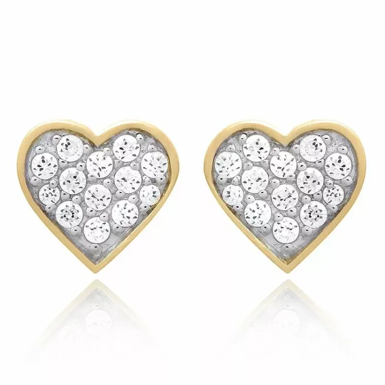 Herz set mit ohrringe und halskette in vergoldetem sterlingsilber weißem zirkon