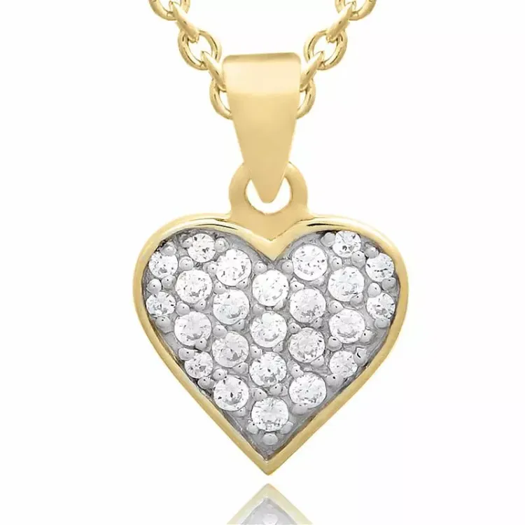Herz set mit ohrringe und halskette in vergoldetem sterlingsilber weißem zirkon