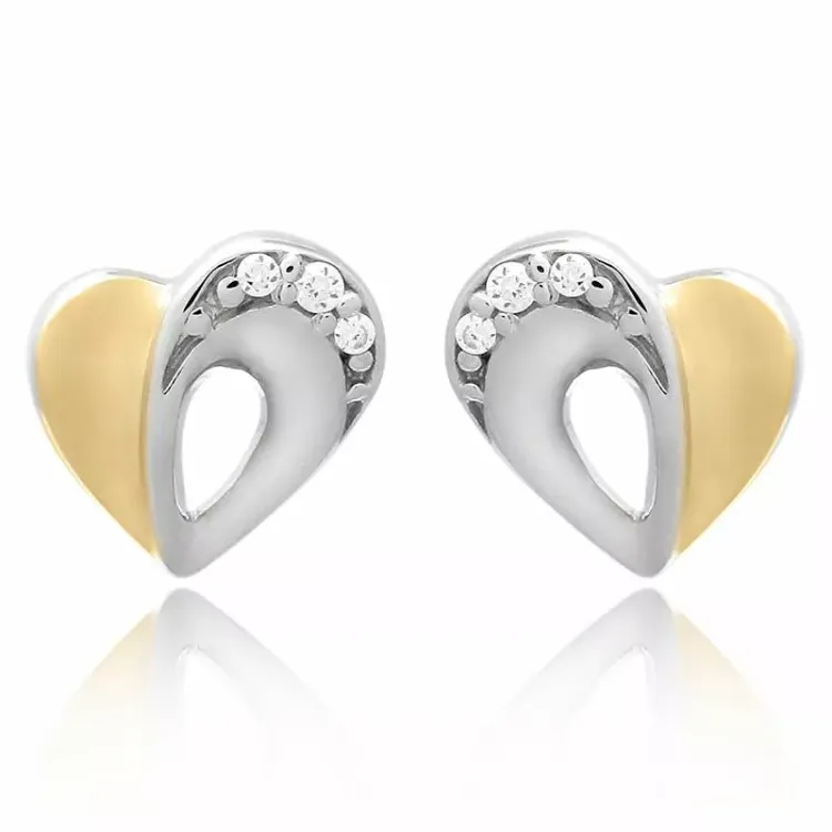 Herz set mit ohrringe und halskette in vergoldetem sterlingsilber weißem zirkon