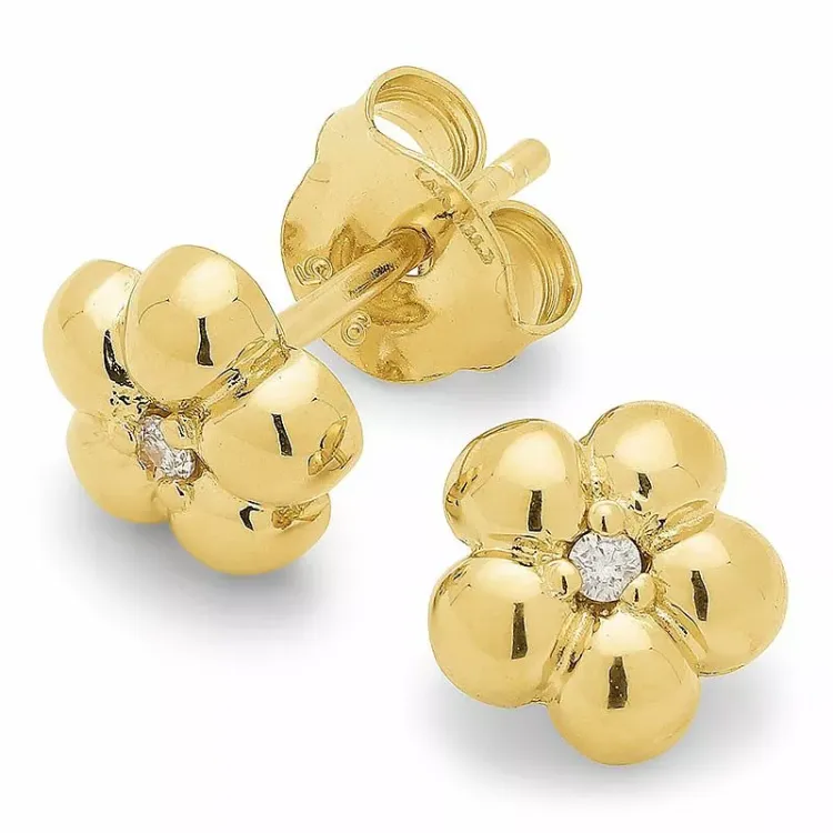 Blumen Ohrringe in Silber mit Diamanten 