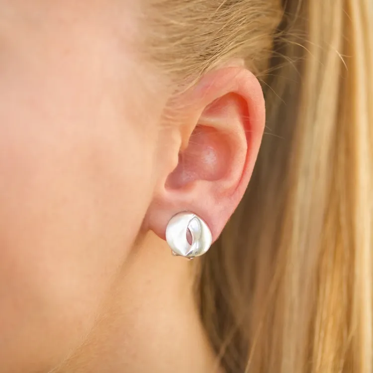 runden Ohrclips in Silber