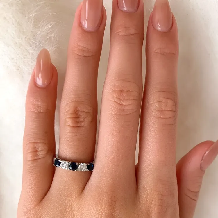 blauem Memoirering aus Silber