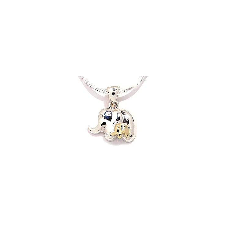 Elefant Anhänger aus Silber und 8 Karat Gold