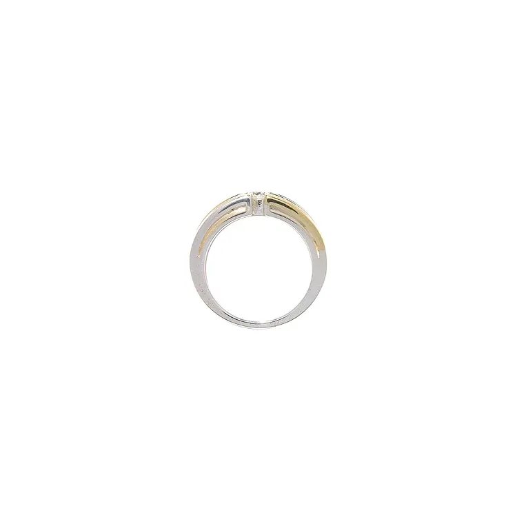 Breit weißem Zirkon Ring aus Silber mit 8 Karat Gold