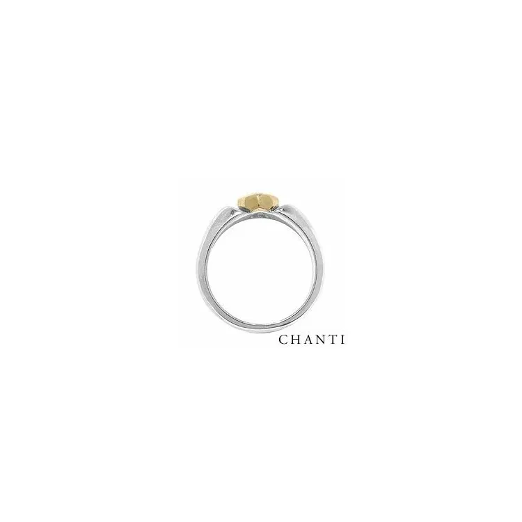Herz Ring aus oxidiertem Sterlingsilber mit 8 Karat Gold