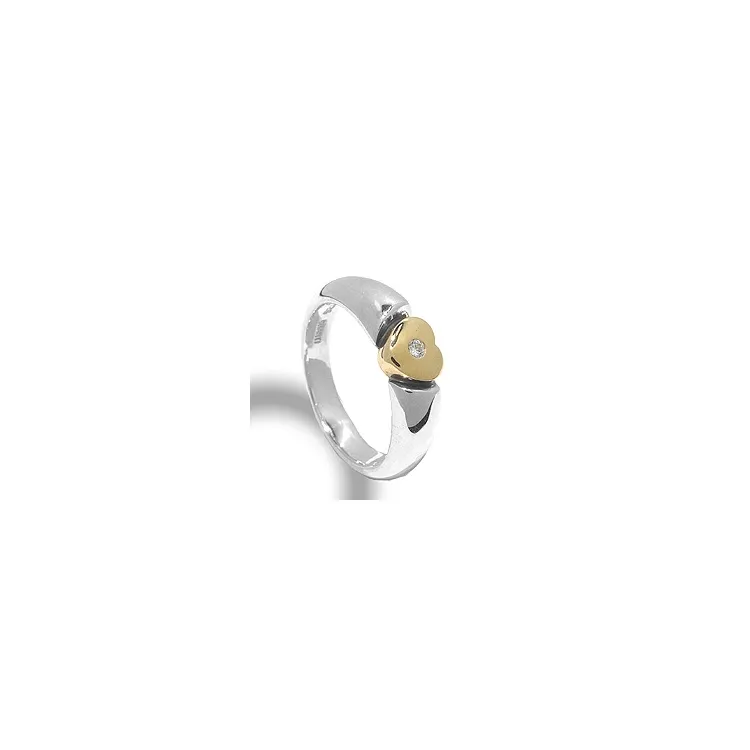 Herz Ring aus Silber mit 8 Karat Gold