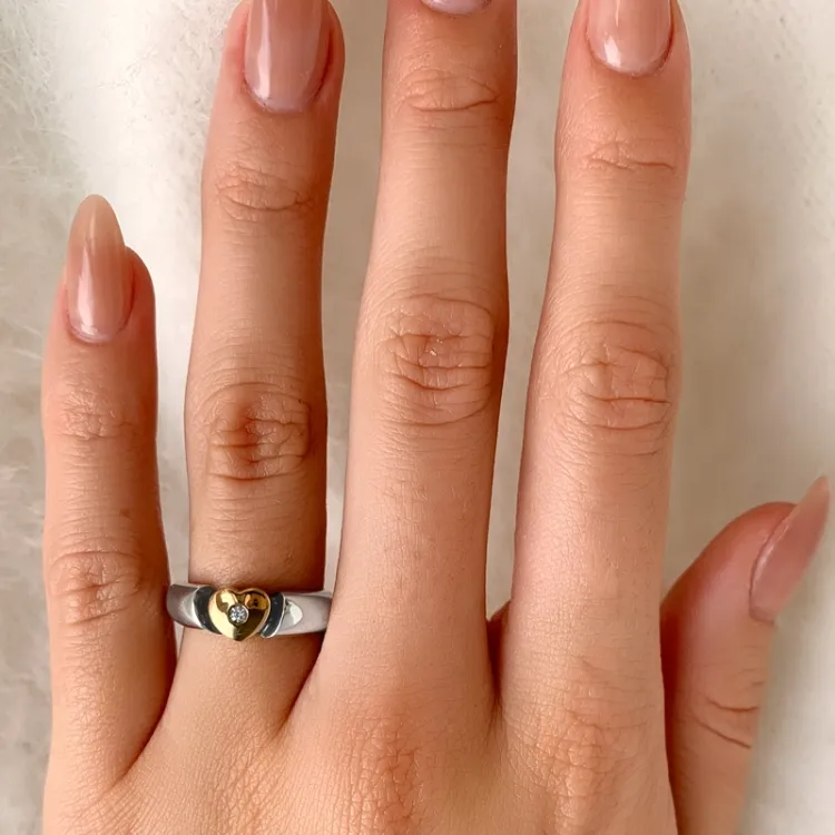 Herz Ring aus Silber mit 8 Karat Gold