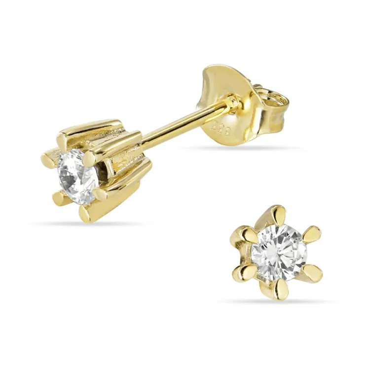 4,5 mm solitärohrstecker in 8 karat gold mit zirkonen