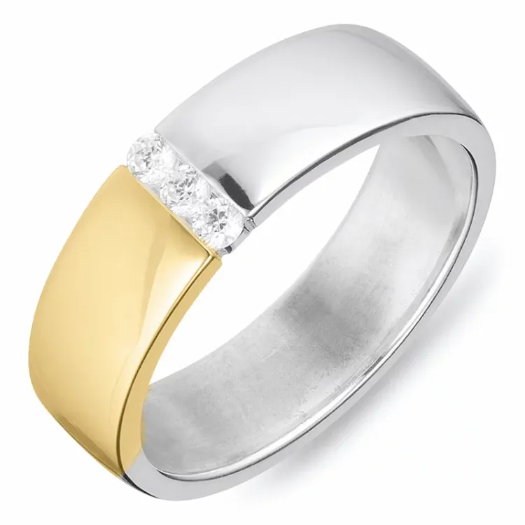 Breit Ring aus Silber mit 8 Karat Gold