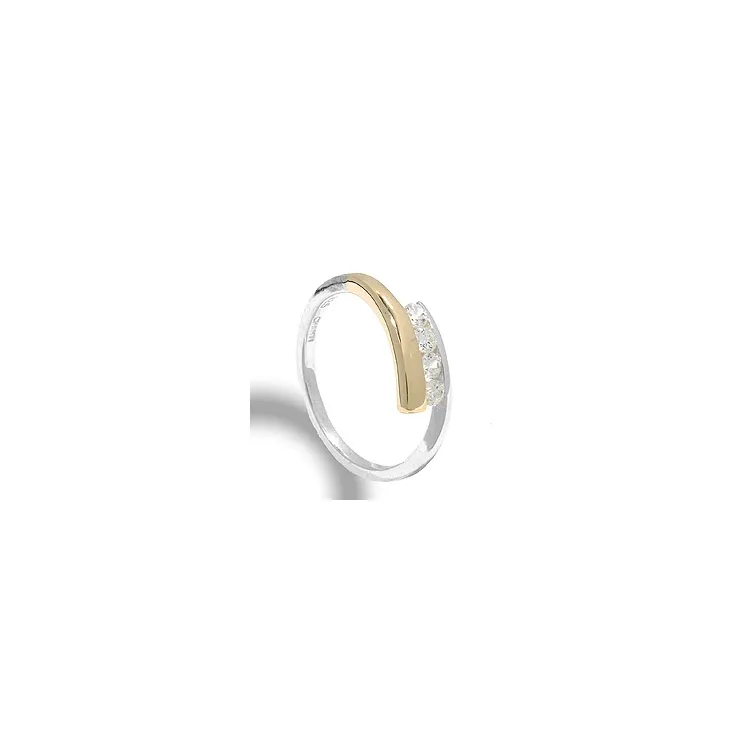 Zirkon Ring aus Silber mit 8 Karat Gold