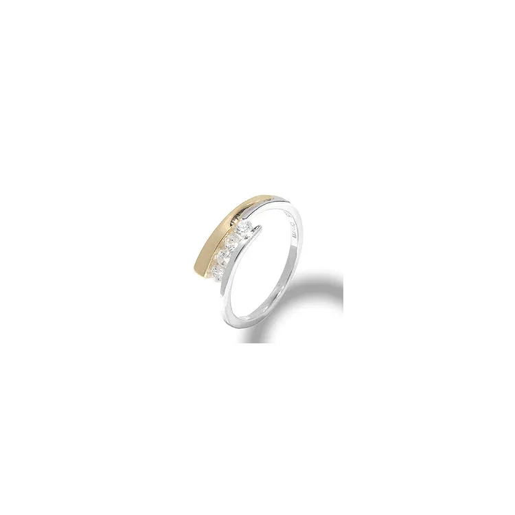 Zirkon Ring aus Silber mit 8 Karat Gold