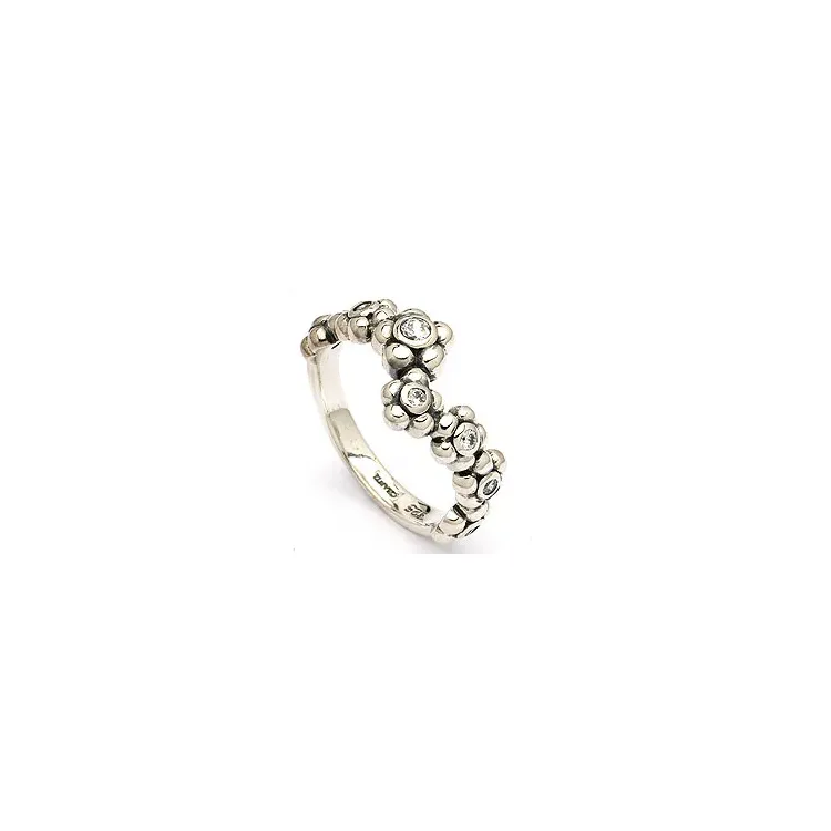 Blumen Ring aus oxidiertem Sterlingsilber