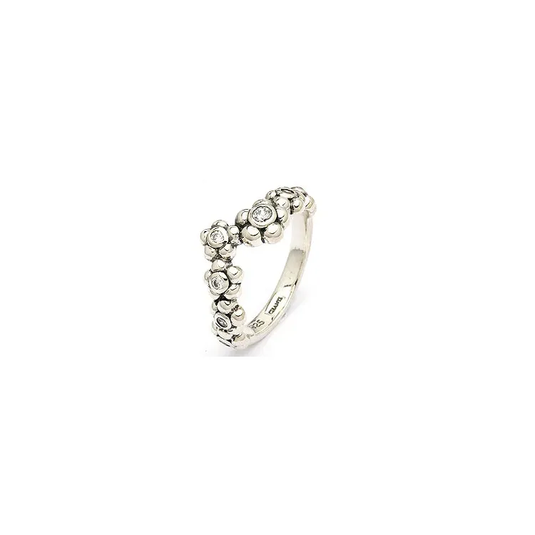 Blumen Ring aus oxidiertem Sterlingsilber