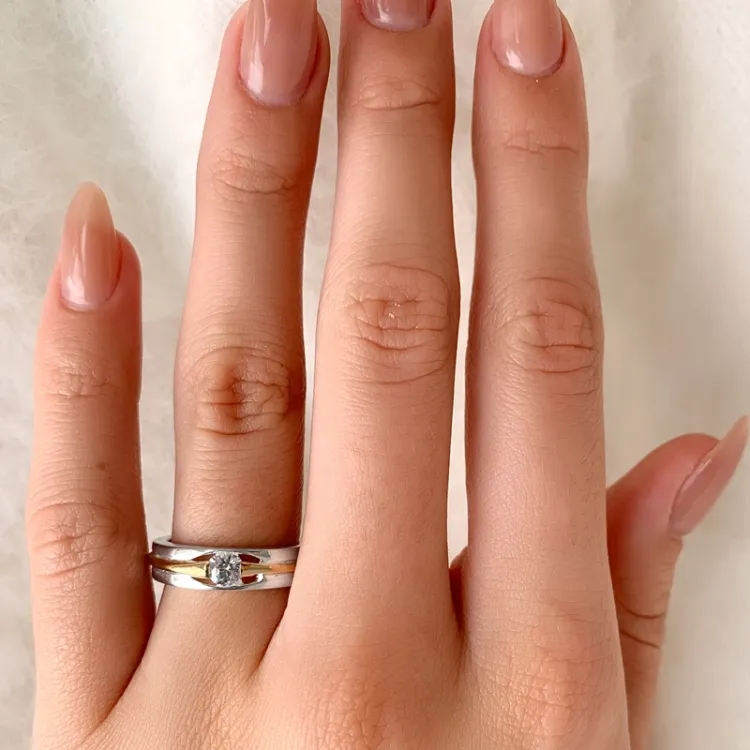 echten Ring aus Silber mit 8 karat Gold