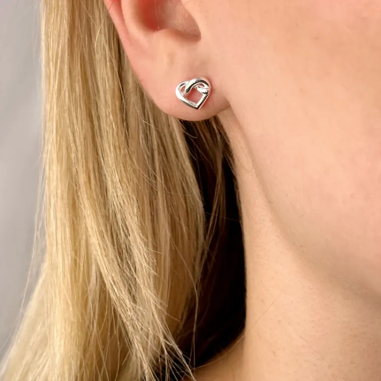Herz Ohrstecker in Silber