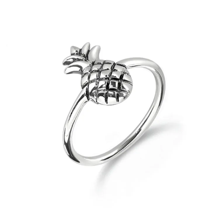 Ananas Ring aus oxidiertem Sterlingsilber