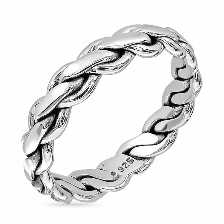Kette Ring aus oxidiertem Sterlingsilber