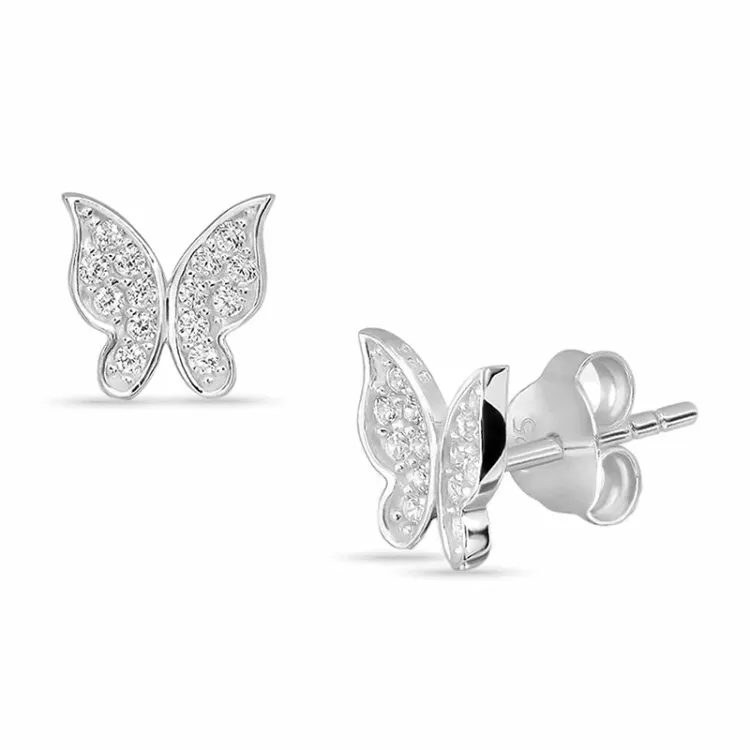 Schmetterlinge Zirkon Ohrringe in Silber