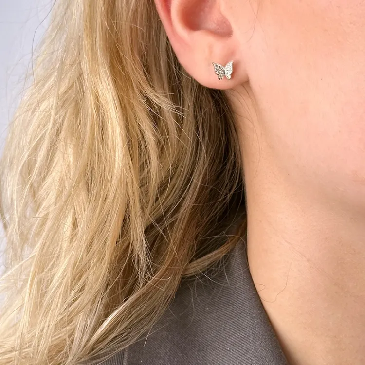 Schmetterlinge Zirkon Ohrringe in Silber