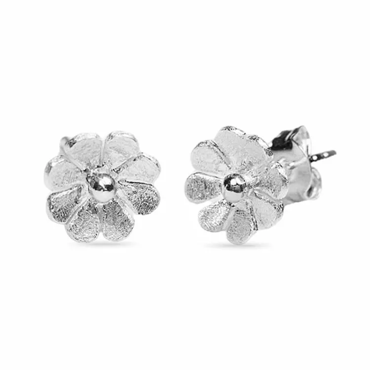 Blumen Ohrstecker in Silber