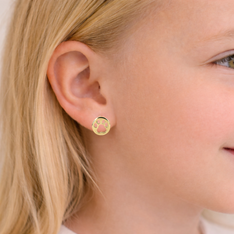 Pfote Ohrstecker in vergoldetem Silber - Little Ones
