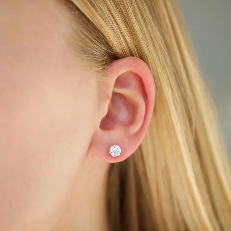 6 mm Zirkon Solitärohrstecker in Silber