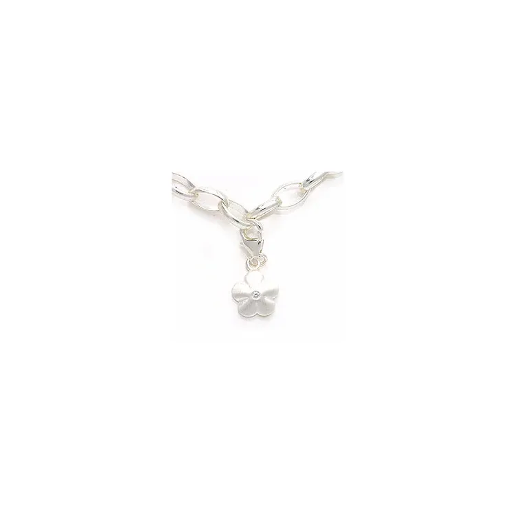 Blumen Charm Anhänger aus rhodiniertem Silber 