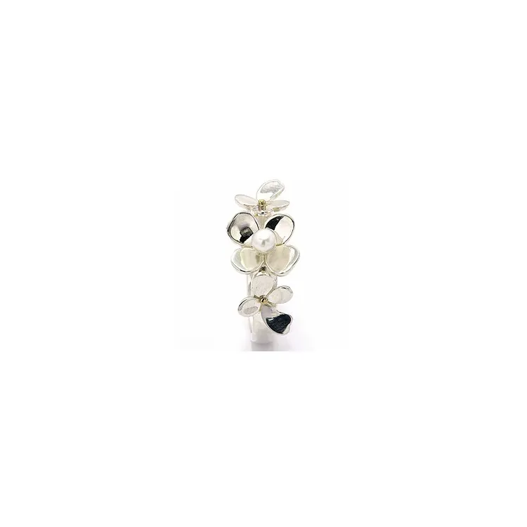 Blumen Perle Ring aus Silber