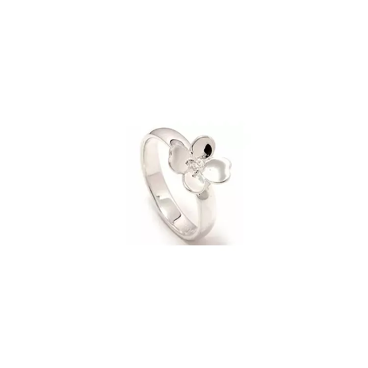 Blumen weißem Zirkon Ring aus Silber