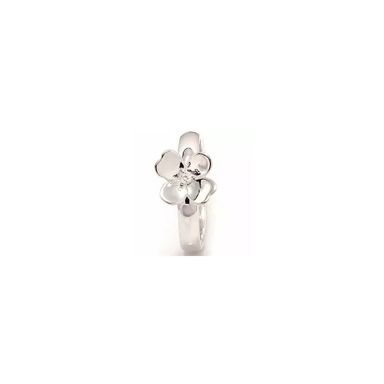Blumen weißem Zirkon Ring aus Silber